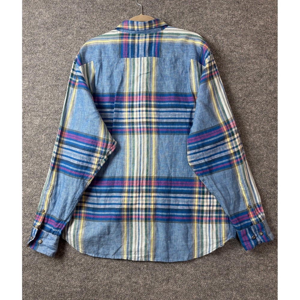 Tommy Bahama Shirt Mens XL Blue Multi‎ Color Linen Long Sleeve Plaid Button Down - Picture 4 of 7